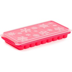 Tray met Flessenhals ijsblokjes/ijsklontjes staafjes vormpjes 10 vakjes kunststof roze - IJsblokjesvormen