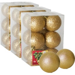 36x stuks kerstballen goud glitters kunststof 6 cm - Kerstbal