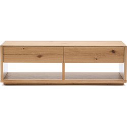 Kave Home - Salontafel Alguema, twee laden van eikenfineer met naturel afwerking 140 x 60 cm