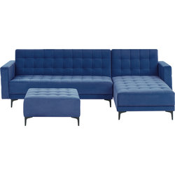 Beliani ABERDEEN - Hoekbank-Blauw-Fluweel