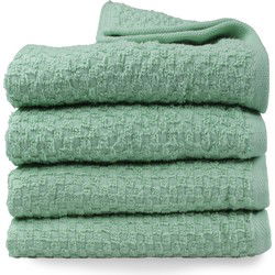 DoubleDry Handdoekenset - Popcorn Weave - 4 Stuks - 50x100 cm - 100% Katoen - OEKO-TEX Made in Green - Groen