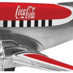 Kerstminiatuur vliegtuig douglas DC-3 rood seizoensdecoratie