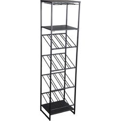 PTMD Zalig Wijnrek - 46 x 35 x 179 cm - Ijzer - Zwart