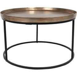 Moderne Bijzettafel Van Metaal Rond - Zwart Brons Goud - Ronde Salontafel - Salon - Bijzettafeltje - Metaal - 60 x 60 x 35 cm