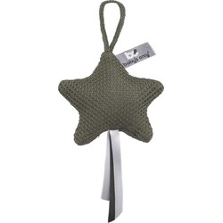 Baby's Only Gebreide decoratie hanger ster Robust - Decoratieve accessoires - Khaki - Met ophanglusje