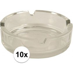 Glazen asbak basic model - 10x -Dia 11 cm - Action products - Asbakken