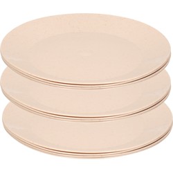 12x ontbijt/diner bordjes van afbreekbaar bio materiaal 26 cm in het eco-beige - Campingborden