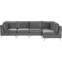 EVJA - Hoekbank - Grijs - Linkerzijde - 300 cm - Fluweel