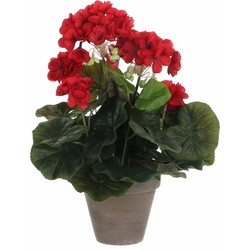 Mica Decorations Kunstplant - Geranium - rood - in pot - 34 cm - Kunstplanten