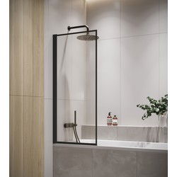 Badplaats Badwand Medal 60 x 140 cm - Zwart - Badscherm Draaibaar 5 mm dik - Veiligheidsglas