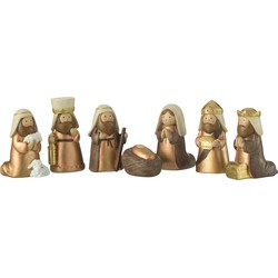 J-line - Kerststal Scene 7 Delen Resin Bruin/goud - 6x4x4cm