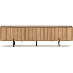 Kave Home - Licia TV-meubel met 4 deuren in massief mangohout en zwart gelakt metaal 200 x 55 cm