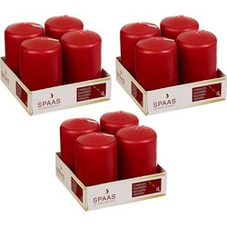 12x Kaarsen rood 5 x 8 cm 12 branduren sfeerkaarsen - Stompkaarsen