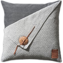 Knit Factory Barley Sierkussen - Licht Grijs - 50x50 cm - Inclusief kussenvulling