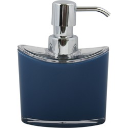 MSV Zeeppompje/dispenser Aveiro - PS kunststof - donkerblauw/zilver - 11 x 14 cm - 260 ml - Zeeppompjes