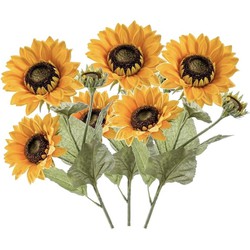 3x stuks zonnebloemen kunstbloemen 62 cm 3 knoppen - Kunstbloemen