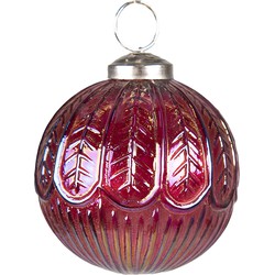 Clayre & Eef Kerstbal  Ø 7 cm Rood Bruin Glas Metaal Kerstdecoratie