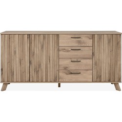 Buffet 3 Deuren en 4 Laden Eiken Decor en Latten L175 cm - Opole