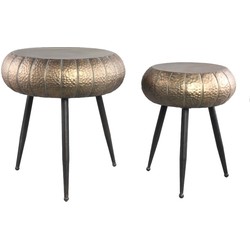 PTMD Reddick Ronde Bijzettafel - 47x45x50 cm - Set van 2 - Goud