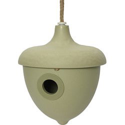 Decoris Vogelhuisje - bamboe hout - lichtgroen - D17 x H19 cm - nestkastje - Vogelhuisjes