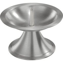 1x Ronde metalen stompkaarsenhouder zilver voor kaarsen 7-8 cm doorsnede - kaars kandelaars