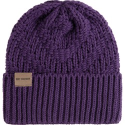 Knit Factory Sally Gebreide Muts Dames - Big Beanie - Purple - One Size - Grof gebreid