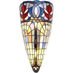 LumiLamp Wandlamp Tiffany  26x15x52 cm  Blauw Glas Muurlamp