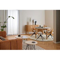 Eetkamerstoel Beige Stof - Draaibaar - 48x53x79cm - Lucas