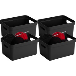 Sunware Opbergbox Sigma - 10x stuks - kunststof - zwart - 5 liter - Opbergbox