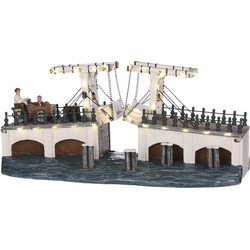 LuVille Kerstdorp Miniatuur Amsterdam Ophaalbrug - L30 x B11 x H14 cm