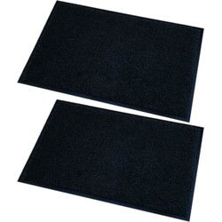 Wicotex deurmat/droogloopmat memphis - 2x - zwart - 60 x 80 cm - anti-slip - Deurmatten