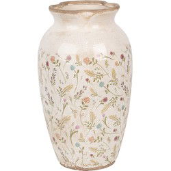 Clayre & Eef Vaas Ø 21x37 cm Beige Roze Keramiek Bloemen