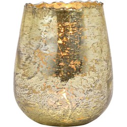 Glazen design windlicht/kaarsenhouder champagne goud 12 x 15 x 12 cm - Waxinelichtjeshouders