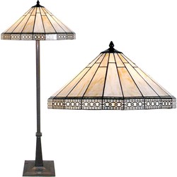 LumiLamp Tiffany Vloerlamp  Ø 50x164 cm  Beige Glas Driehoek Staande Lamp