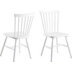 Eetkamerstoel - Wit Hout - Zithoogte 44,5cm - Urvik - Set van 2