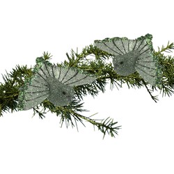 2x stuks kunststof decoratie kolibrie vogels op clip groen 9,5 cm - Kersthangers