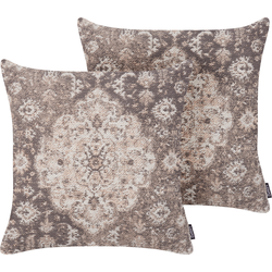 MIMISAL  - Sierkussen set van 2 - Lichtbruin - 45 x 45 cm - Katoen