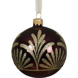 Kerstballen glas d8 cm donker mauve L