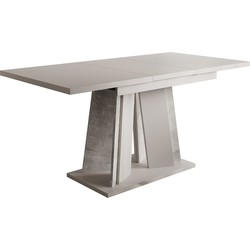 Meubella Eetkamertafel Delilah - Mat wit - Betonlook - 160 cm - Uitschuifbaar