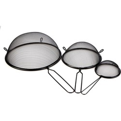 3x stuks zilverkleurige keuken vergieten in set 16/18/21 cm - Keukenzeefjes