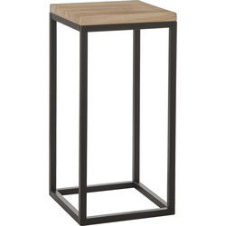 Mica Decorations Bijzettafel - hout en metaal - zwart - 30 x 62 cm - Bijzettafels
