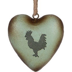 Clayre & Eef Decoratie Hanger Hart 14x5x14 cm Groen Metaal Haan