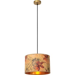 Floreo kleine ronde hanglamp kleurig met goud binnenin 1x E27