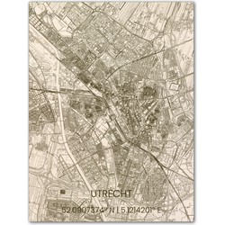 Houten Citymap Utrecht 70x50 cm 