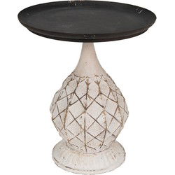 Clayre & Eef Bijzettafel Zwart Wit IJzer