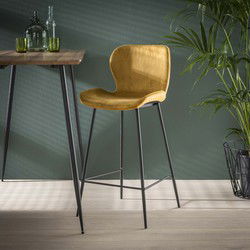 Barstoel Velvet Ronde Buis Goud - Giga Meubel - Set van 4