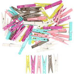 Wasknijpers set - 300 stuks - gekleurd - kunststof - 7 cm - was ophangen - Knijpers