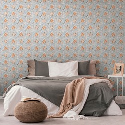 Livingwalls behang bloemmotief grijs, oranje, wit en beige - 53 cm x 10,05 m - AS-390574