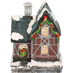 1x Verlichte kerstdorp huisjes/kersthuisjes 13,5 cm - Kerstdorpen