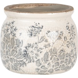 Clayre & Eef Bloempot  Ø 12x9 cm Grijs Beige Keramiek Rond Bloemen Bloempot binnen